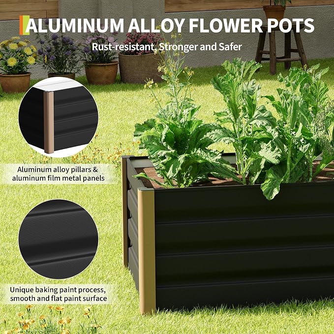Garvee Large Aluminum Raised Garden Bed 6.5' x 2.5' x 16", Open-Bottom Jumbo - Image 4