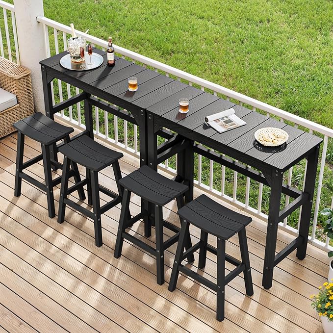 Weatherproof Bar Stools Set of 2, Saddle Seat, Bar Height Stools - Image 2