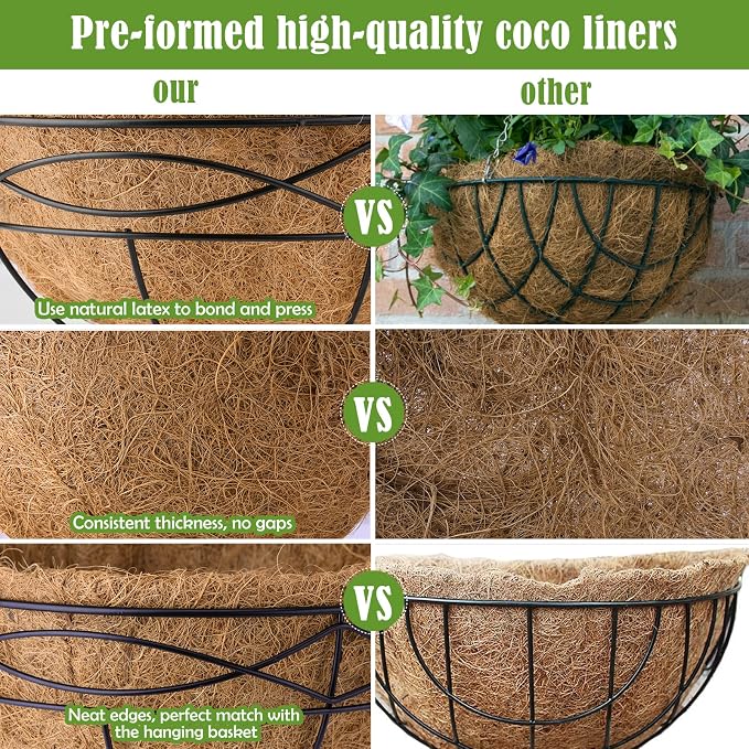 4 Pack 14 Inch Coconut Coir for Plants Natural Coco Fiber Liners for Hanging - Image 4