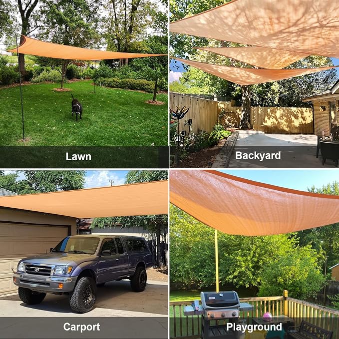 SUNLAX Sun Shade Sail 8' x 16' x 17.9' Peach Fuzz Rectangle Canopy Sail Shade - Image 7