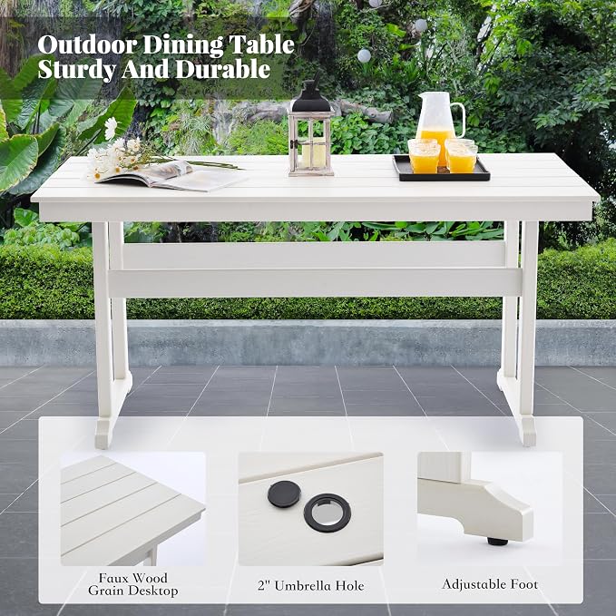 HDPE Dining Table Set for 10, 12-Piece Outdoor Table and Chairs Include 10 - Image 4