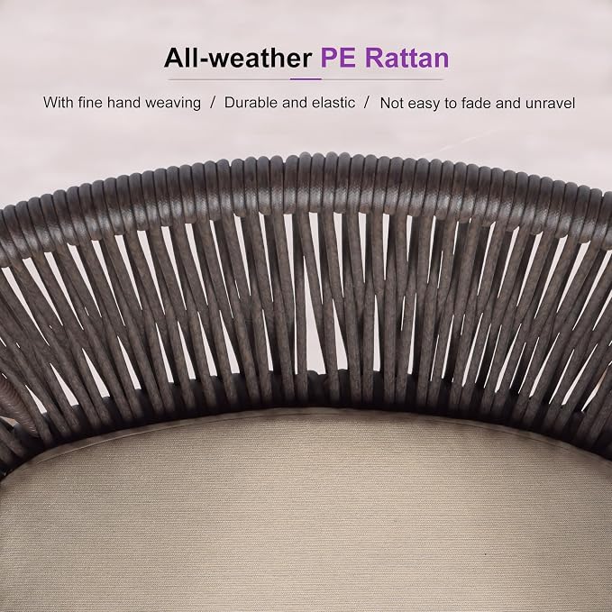 PURPLE LEAF 7 Pieces Outdoor Dining Set Patio Furniture Set Aluminum Wicker - Image 8