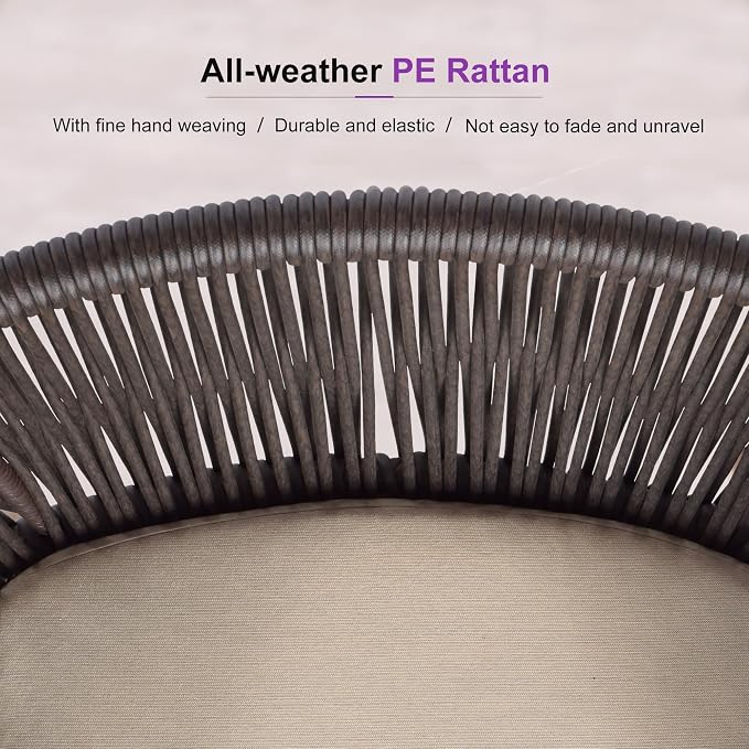 PURPLE LEAF 9 Pieces Outdoor Dining Set Patio Furniture Set Aluminum Rattan - Image 7