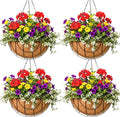 14 inch Metal Hanging Baskets For Plants Outdoor 4 Pack Round Metal Wire by JFFLYIT