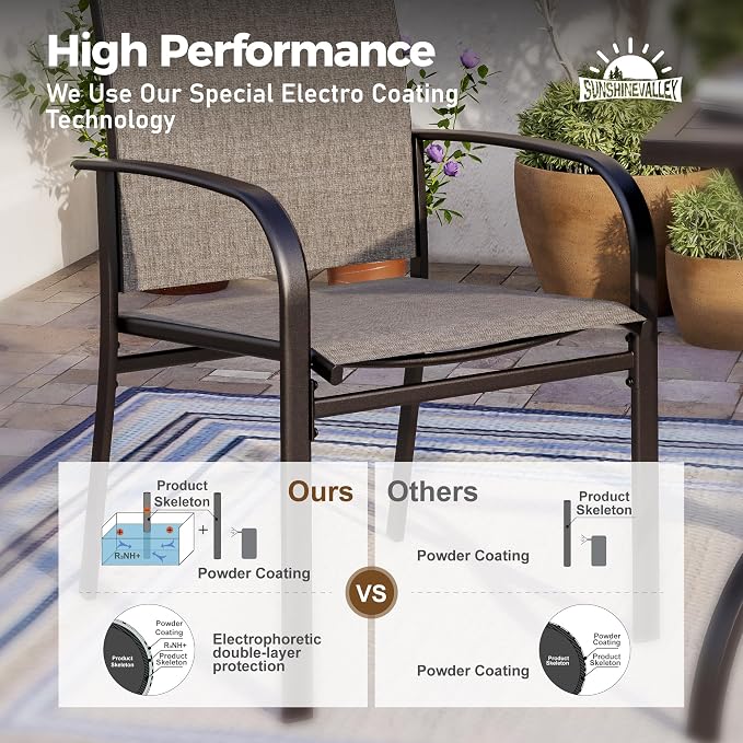 Patio Dining Set 9 PCS, 8 Stable Outdoor Dining Chairs - Image 2