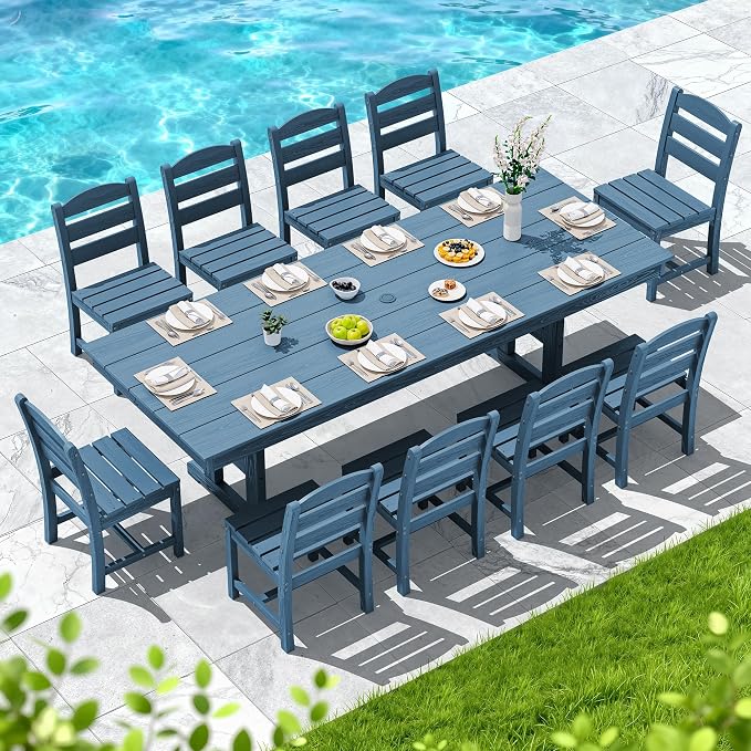 SERWALL Outdoor Dining Chairs Set of 4, All-Weather HDPE Patio Chair - Image 3