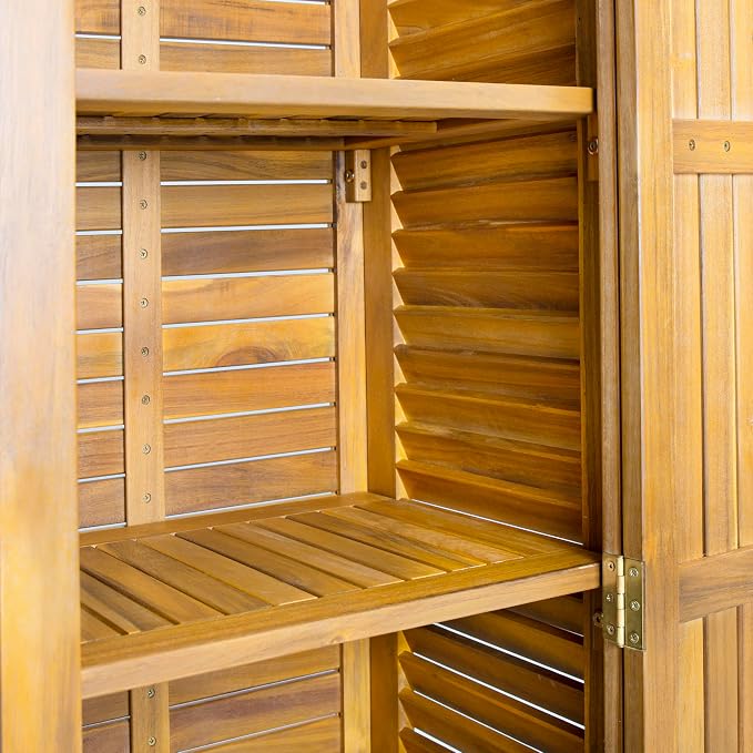 Christopher Knight Home Patio Gribs Acacia Wood Storage Cabinet, - Image 8
