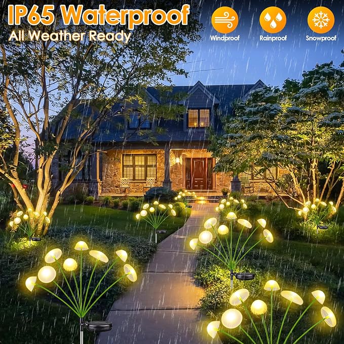 KAQ 4PK 32LED Solar Garden Lights Outdoor Waterproof | Solar Mushroom Lights - Image 5