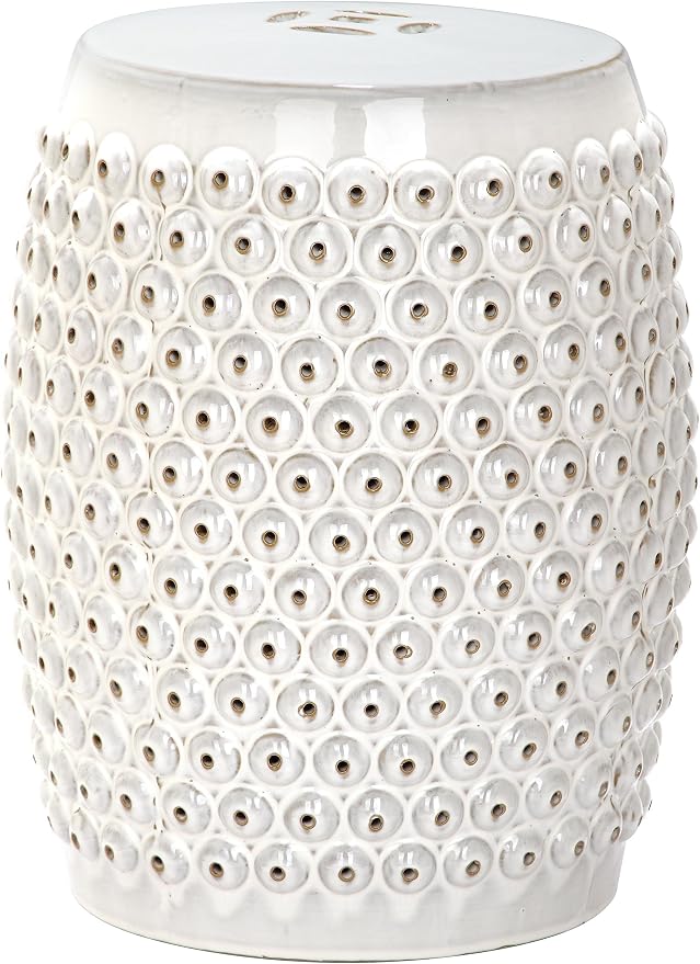 Safavieh Castle Gardens Collection Stella Nail Head White Glazed Ceramic Garden - Image 5