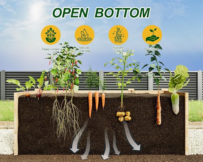 AMERLIFE U-Shaped Raised Garden Bed, 7.5Wx12Dx1.6H Outdoor Wooden Raised Garden - Image 7