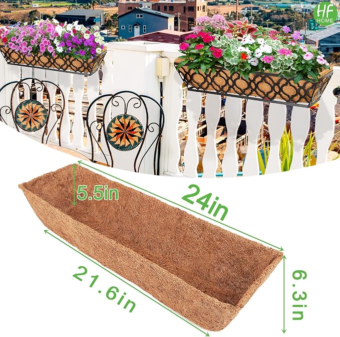 HFHOME 4Pcs 24" Trough Coco Fiber Replacement Liner, Natural 24 in Window Deck - Image 2