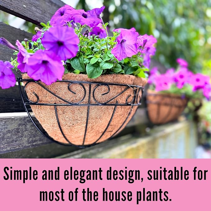 LaLaGreen Wall Hanging Planters, 4 Pack, 12 Inch Balcony Flower Baskets - Image 8
