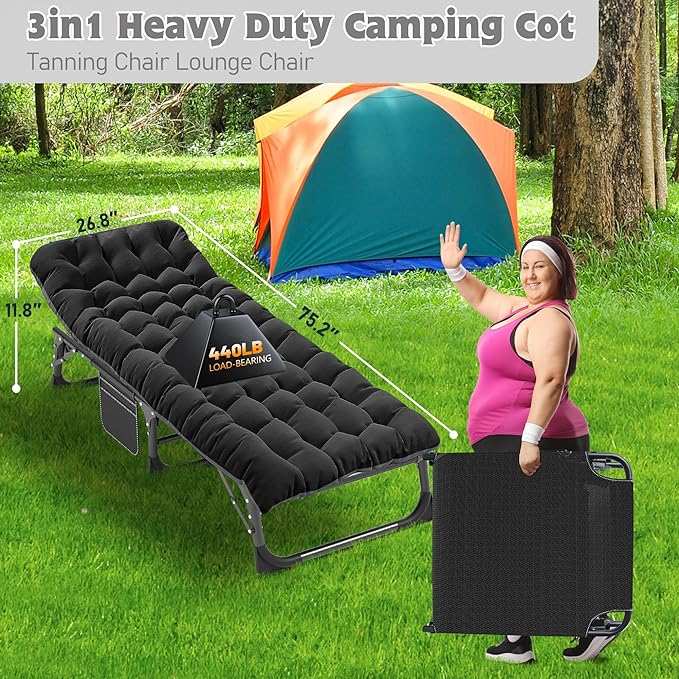 ABORON Heavy Duty Tanning Chair, 5-Gear Outdoor Folding Chaise Lounge Chair - Image 6