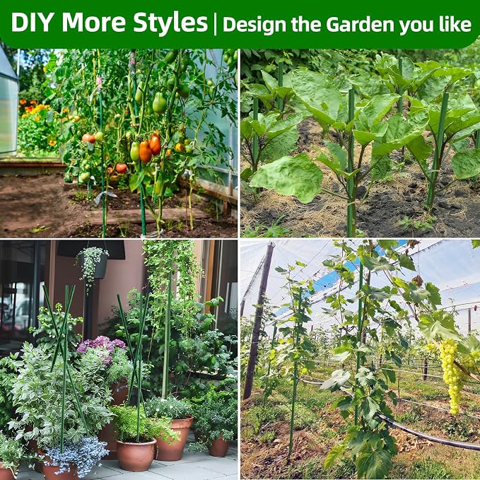 Garden Stakes 16 Inch 30 Pack, Diy 4ft 5ft 6ft 7ft 8ft Tomato Stakes Plastic - Image 5