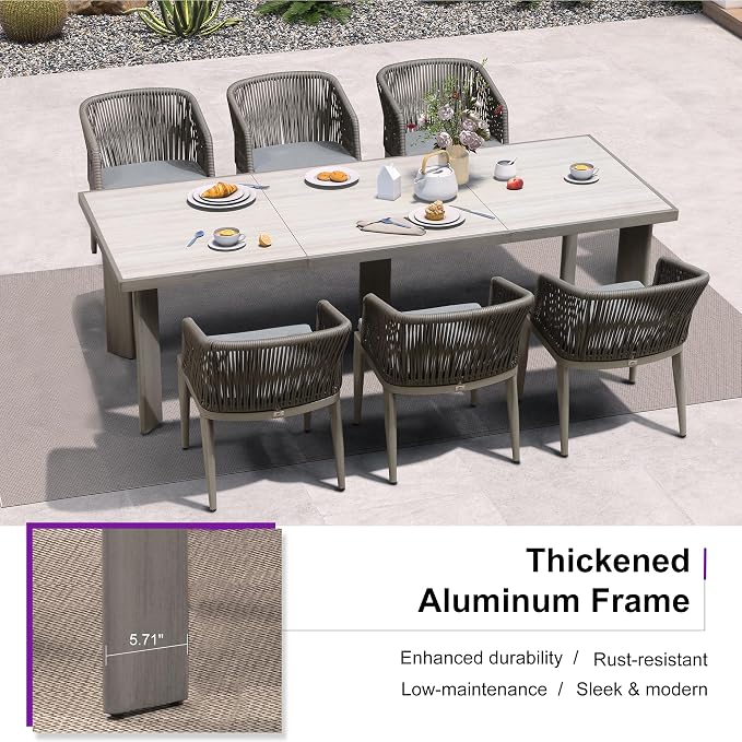 PURPLE LEAF 11 Pieces Outdoor Dining Table and Chairs Set Patio Dining Set - Image 5