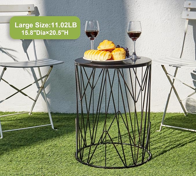 HFHOME Set of 3 Heavy-Duty Round End Table, Side Table, Coffee Table - Image 4