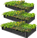 Land Guard 3 Pack 6×3×1ft Galvanized Metal Raised Garden Bed, Metal Planter Kit by LandGuard