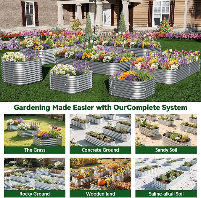 2 Pack Tall 6x3FT Raised Beds for Gardening, Corrugated Galvanized Steel Raised - Image 6