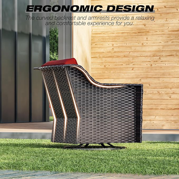 Joyside Wicker Patio Furniture Sets, 4 Pieces Upgraded Large Size Outdoor - Image 6