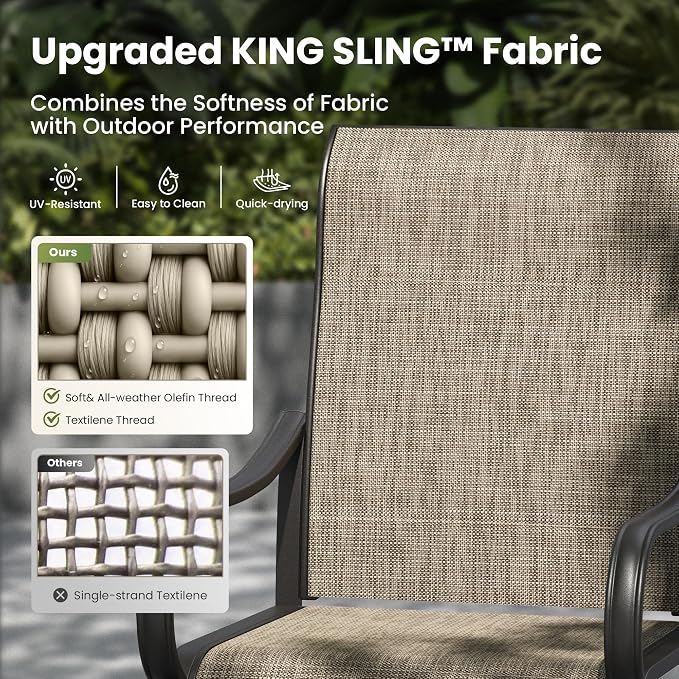PHI VILLA Patio Dining Set for 6 Person, Rectangle Metal Table - Image 2