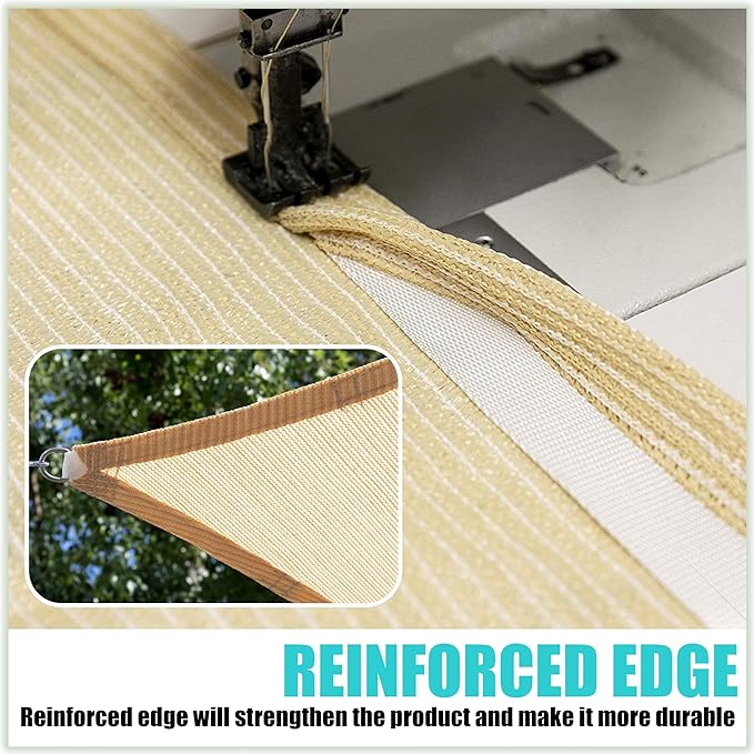 Amgo Custom Size 18' x 20' x 26.9' Sand Beige Right Triangle Sun Shade Sail - Image 4