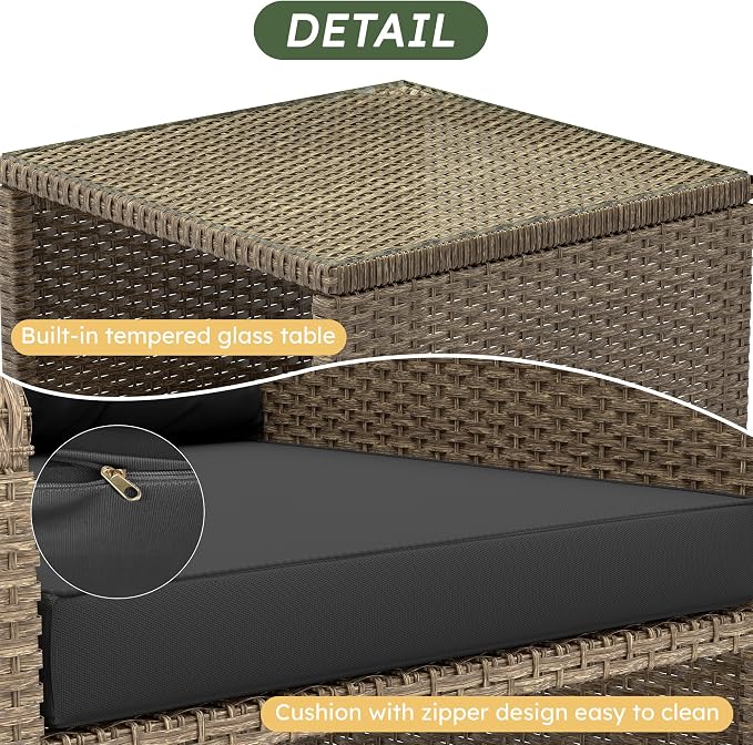 LHBcraft Balcony Furniture 5 Piece Wicker Patio Furniture Set, Outdoor - Image 4