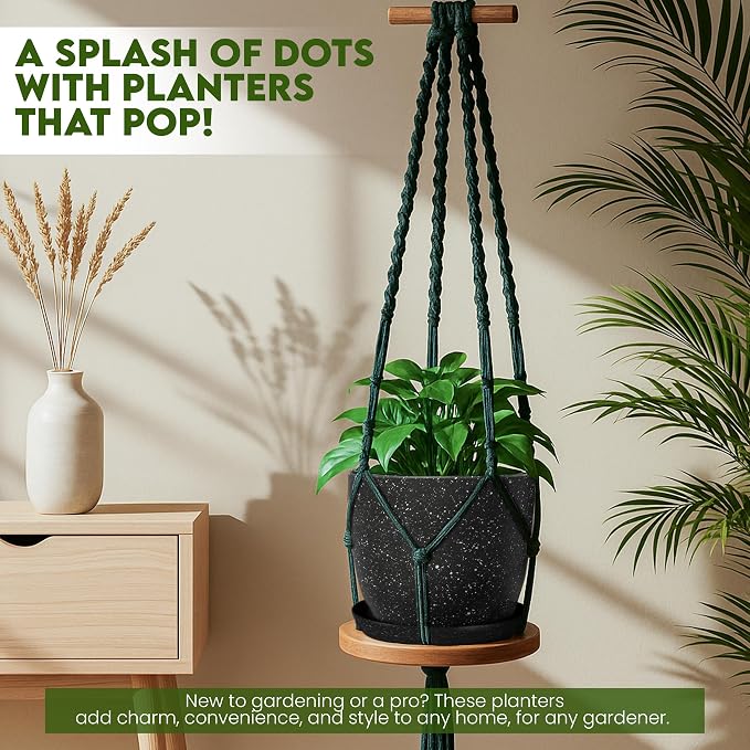 Utopia Home - Spotty Plant Pots Indoor - 7/6.6/6/5.3/4.8 Inches Flower Pots - - Image 2