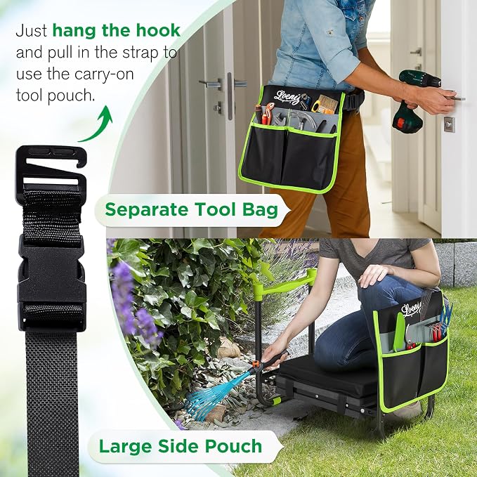 10.8” Wide Garden Kneeler and Seat, Heavy Duty Foldable Gardening Stool - Image 7