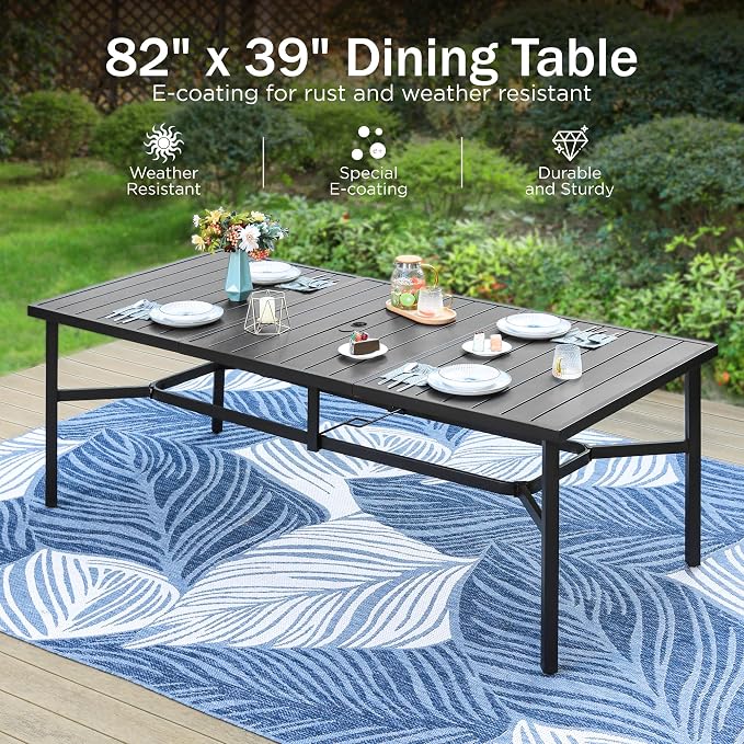 PHI VILLA 9 Piece Patio Dining Set, Patio Furniture Outdoor Dining Set - Image 6