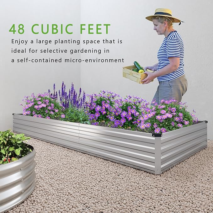 2PCS 12x4x1FT Galvanized Raised Garden Bed Kit, Vegetable Boxes-Rectangle Metal - Image 6