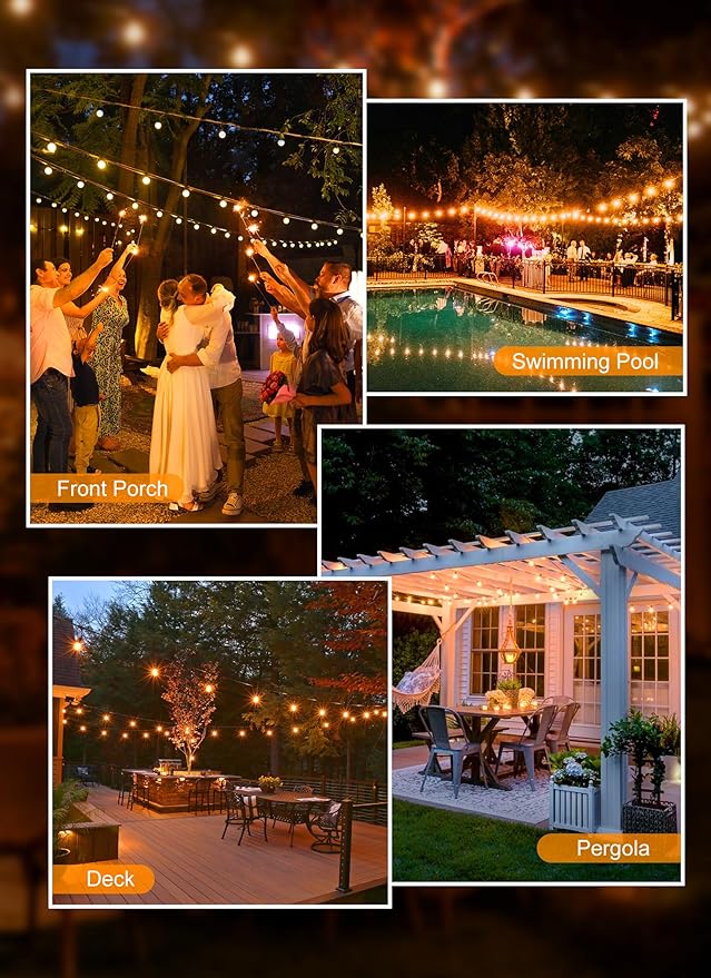 Brightown Outdoor String Lights, 25FT 12+1 G40 Bulbs Shatterproof Patio Lights - Image 5