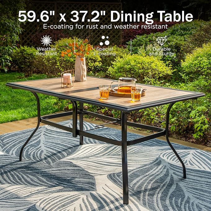 PHI VILLA Patio Dining Set for 6, Metal Patio Furniture for Outdoor Kitchen - Image 5