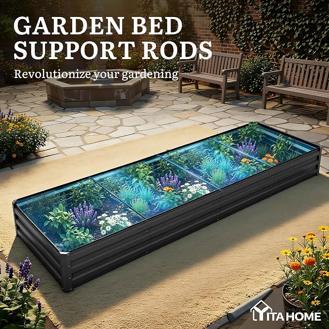 YITAHOME 6pcs 12x4x1 ft Galvanized Raised Garden Bed Kit, Large Metal Planter - Image 7