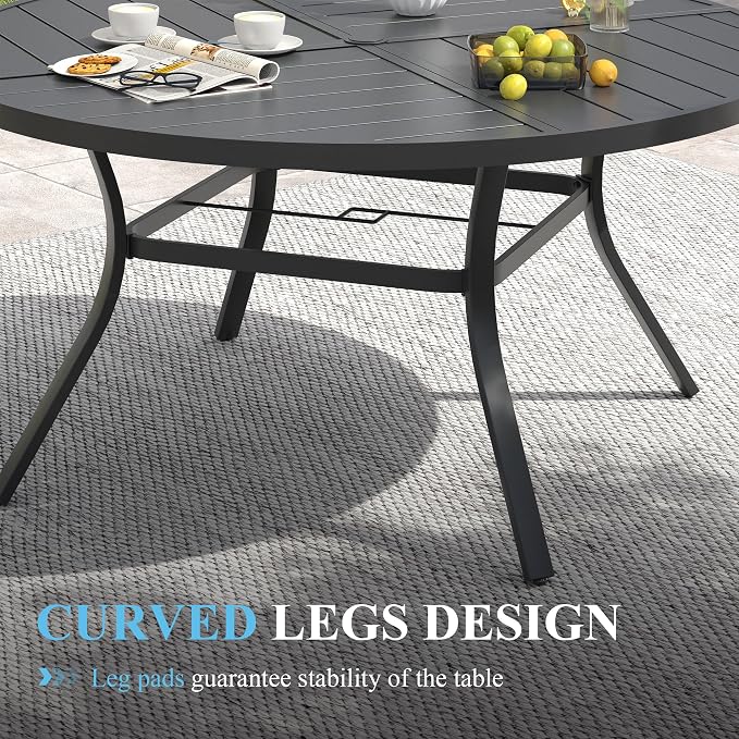 VICLLAX Patio Table and Chair Set of 6, All Weather Metal Round Outdoor Dining - Image 6