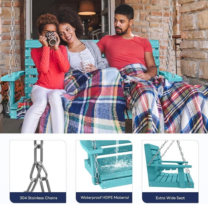 KINGYES Outdoor Hanging Patio Swing Set, 2 Seat Swing Chair - Image 5