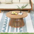 Merax Patio Outdoor Acacia Wood Round Coffee Table by Merax