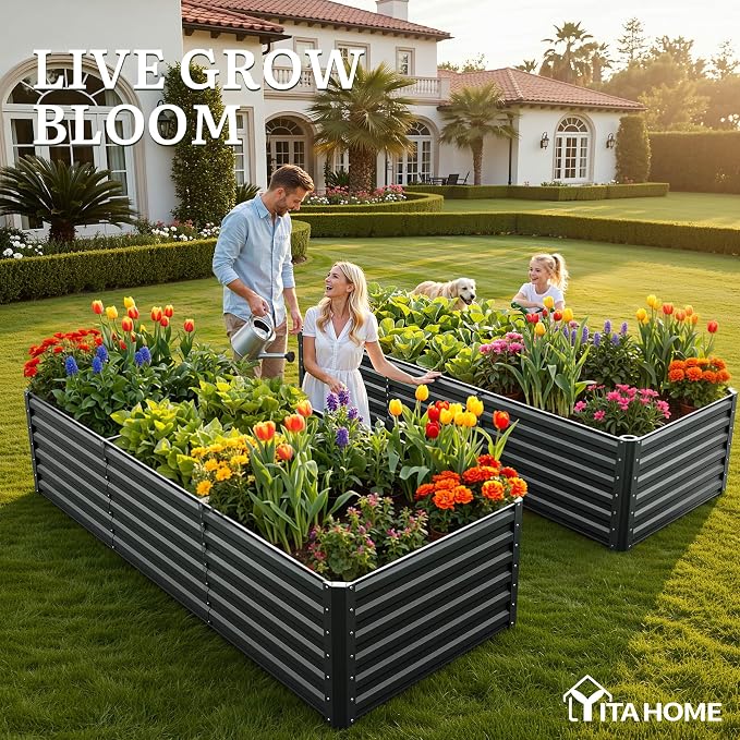 YITAHOME 6pcs 8x4x2 ft Galvanized Raised Garden Bed Kit, Large Metal Planter Box - Image 3