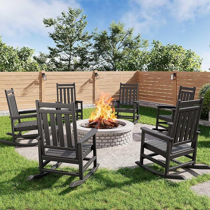 HDPE Rocking Chair Outdoor Set of 6 by Garvee
