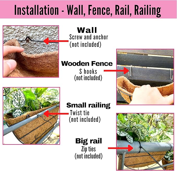 LaLaGreen Outdoor Wall Planters, 4 Pack, 14 Inch Large Balcony Planter Railings - Image 3