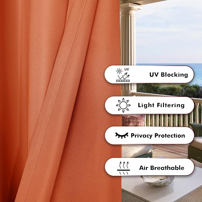 BONZER Outdoor Curtains for Patio Water Resistant Heavy Privacy Light Filtering - Image 4