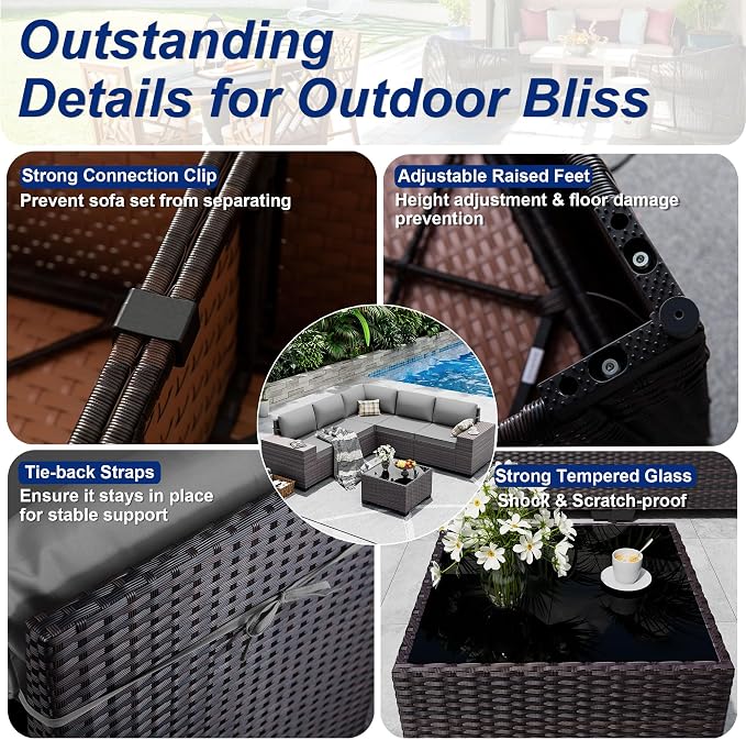 9 Pieces Patio Furniture Set - Image 7