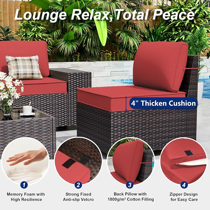 Outdoor Patio Furniture Set, 6 Pieces Outdoor Sectional Furniture High Backrest - Image 4