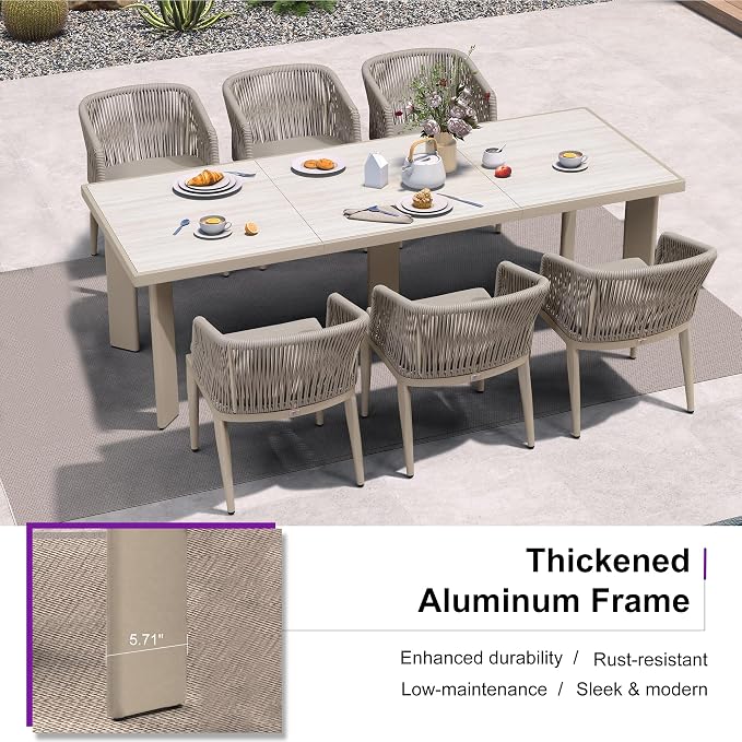 PURPLE LEAF 13 Pieces Outdoor Dining Set Patio Dining Furniture Set Aluminum - Image 9