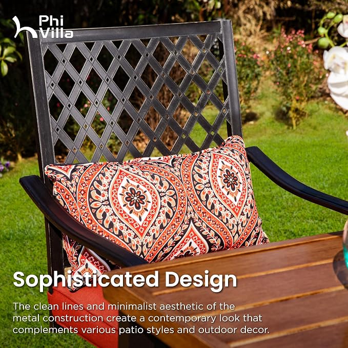 PHI VILLA Patio Bar set for 4, Outdoor Swivel Bar Chairs - Image 2