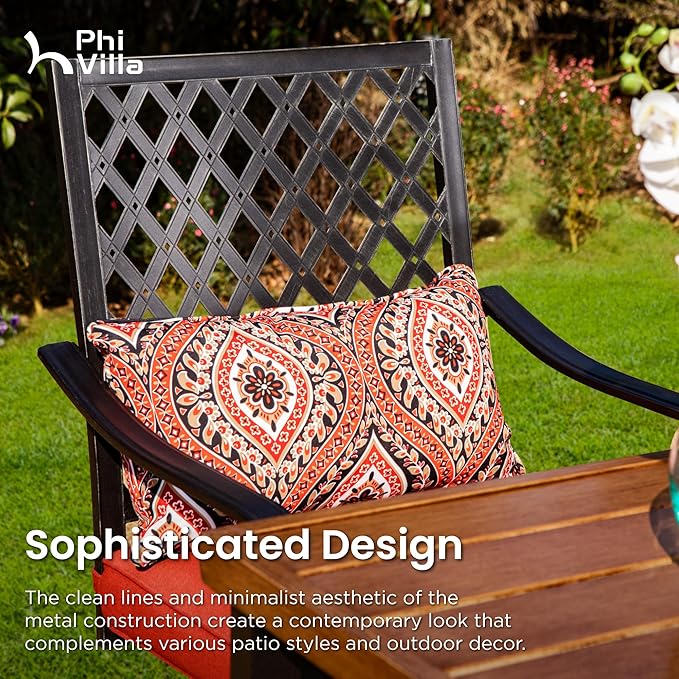 PHI VILLA Outdoor Swivel Bar Stools Set of 4, Counter Height Patio Chairs - Image 6