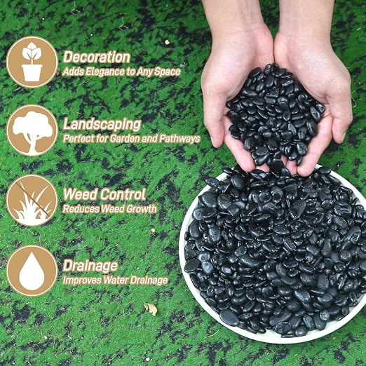 6lb Black Rocks for Planters- 1/4" - Image 3