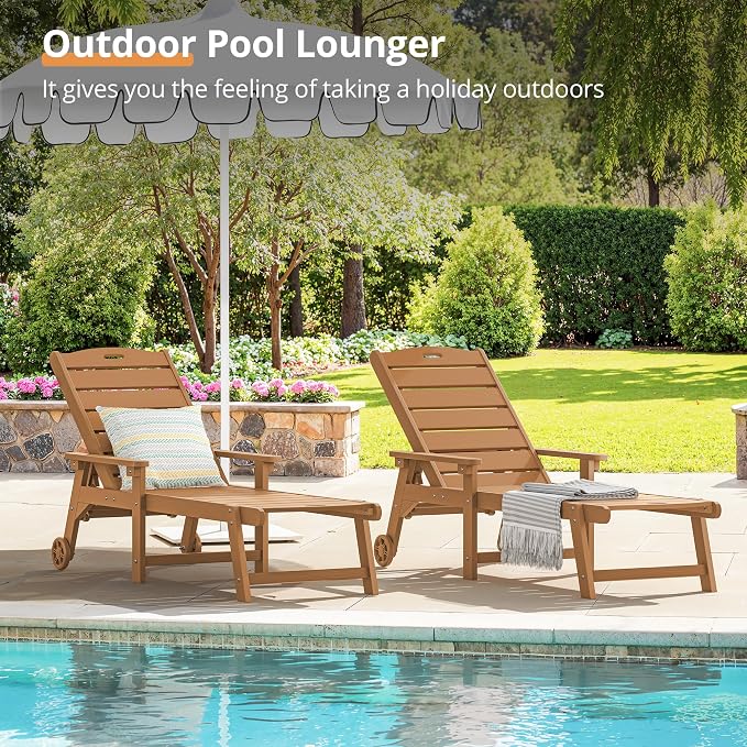 LUE BONA Outdoor Chaise Lounge Chairs Set of 4, HDPS Chaise Lounger, 5 - Image 4