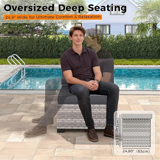 6-Piece Outdoor Patio Furniture Set, All-Weather Wicker Sectional Sofa - Image 4