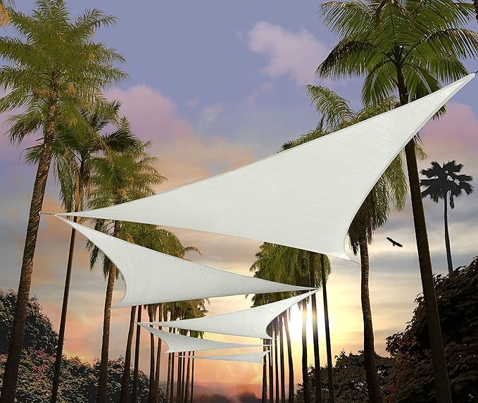 Amgo Custom Size 24' x 24' x 24' White Triangle Sun Shade Sail Order to Make by Amgo