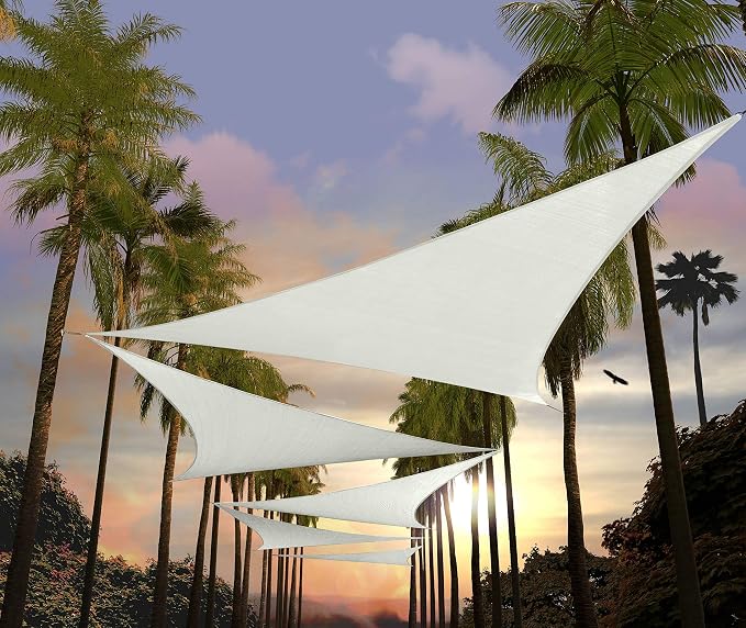 Amgo Custom Size 25' x 25' x 25' White Triangle Sun Shade Sail Order to Make by Amgo